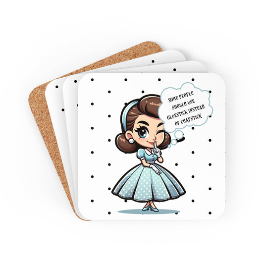 1950s Snarky Housewife, Funny Pun Cocktail Corkwood Coaster Set - Snarkyhousewife