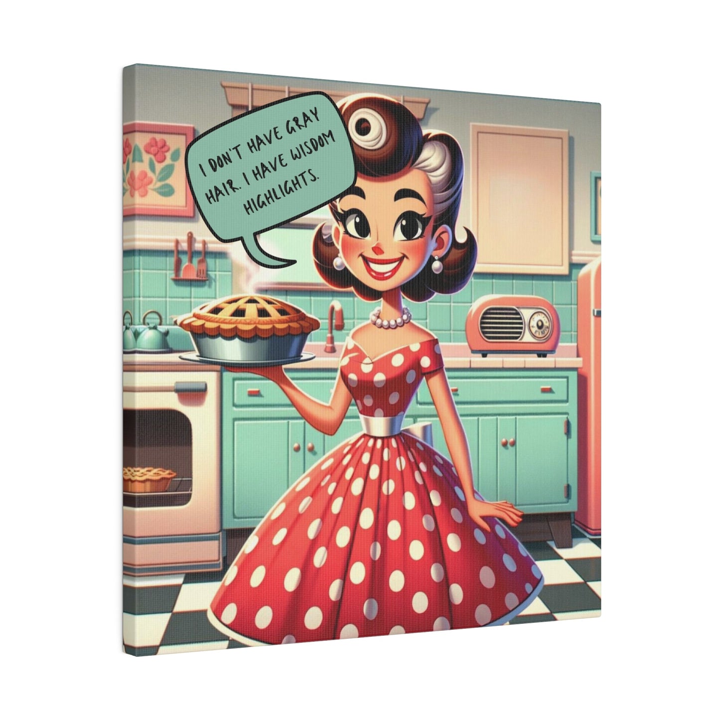 50s Kitschy Funny Kitchen Art, Funny Snarky Housewife, Mid Mod Matte Canvas Art - Snarkyhousewife