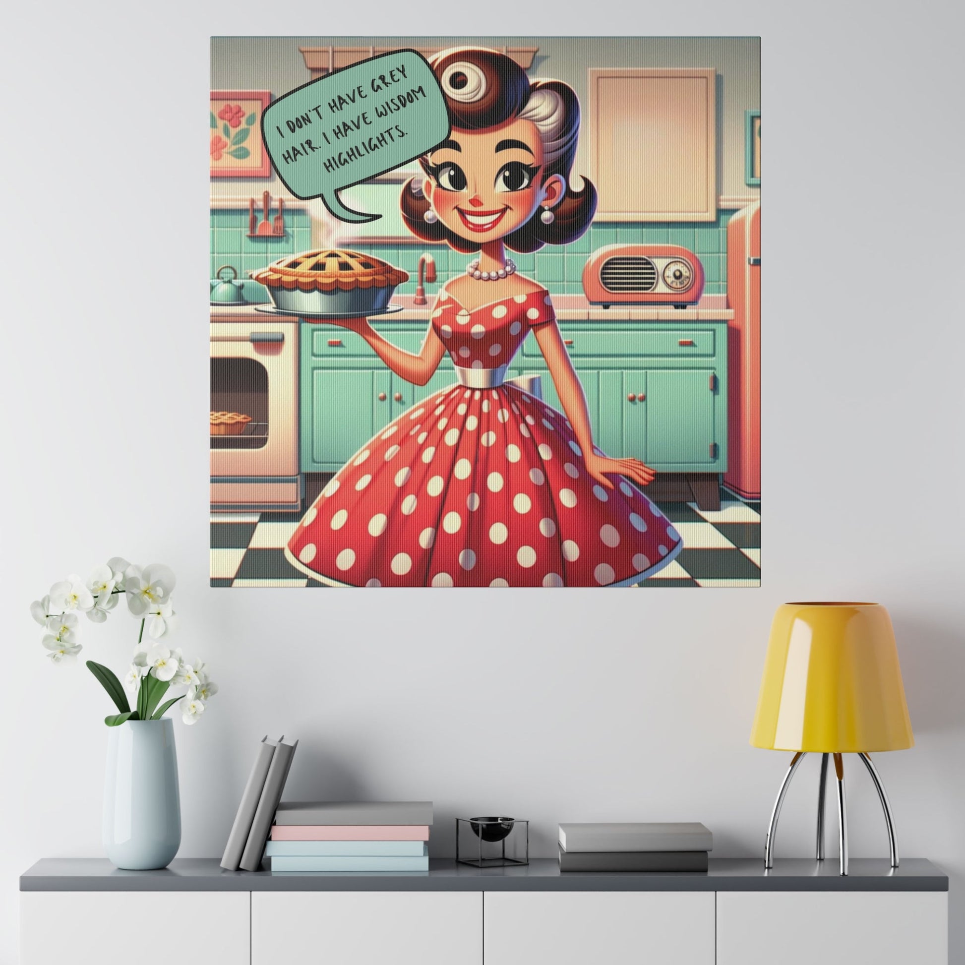 50s Kitschy Funny Kitchen Art, Funny Snarky Housewife, Mid Mod Matte Canvas Art - Snarkyhousewife