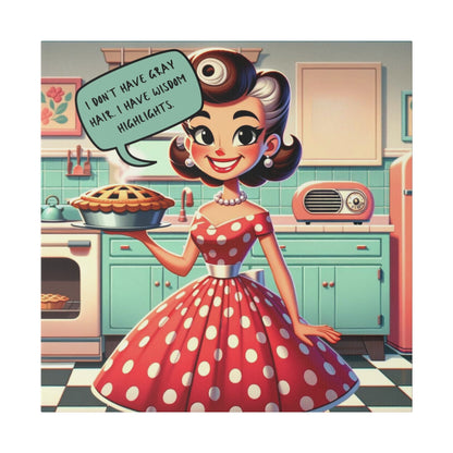 50s Kitschy Funny Kitchen Art, Funny Snarky Housewife, Mid Mod Matte Canvas Art - Snarkyhousewife