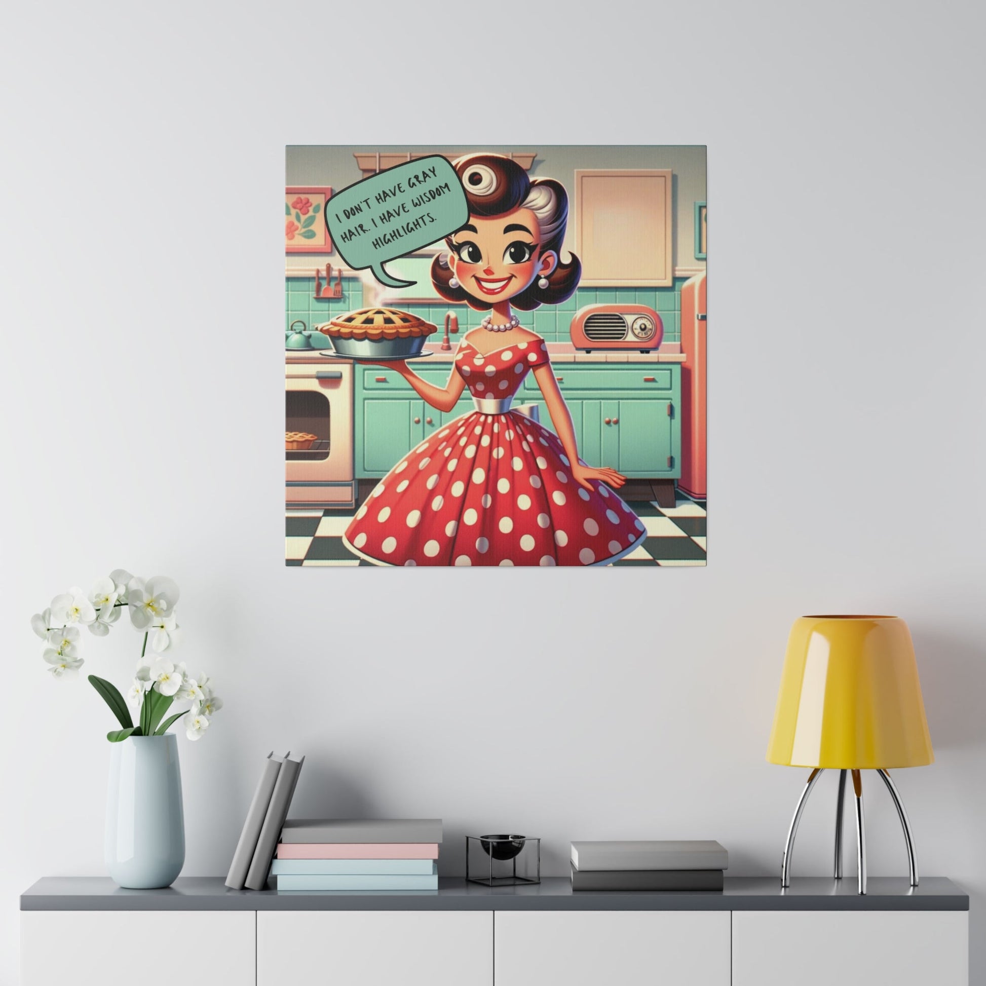 50s Kitschy Funny Kitchen Art, Funny Snarky Housewife, Mid Mod Matte Canvas Art - Snarkyhousewife