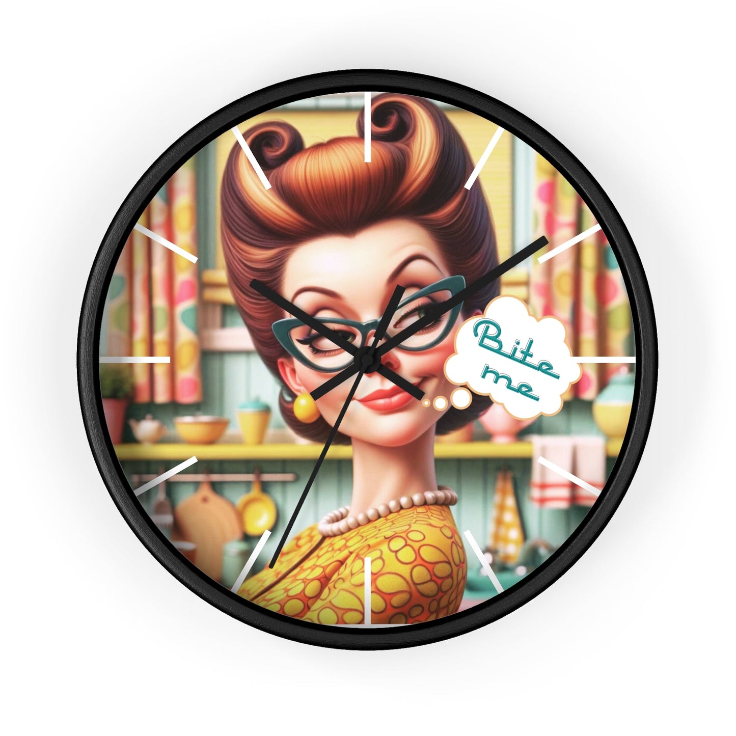 Funny Snarky Housewife 50s Style, Sassy Sarcastic Office, Den, Kitchen Retro Wall Clock - Snarkyhousewife