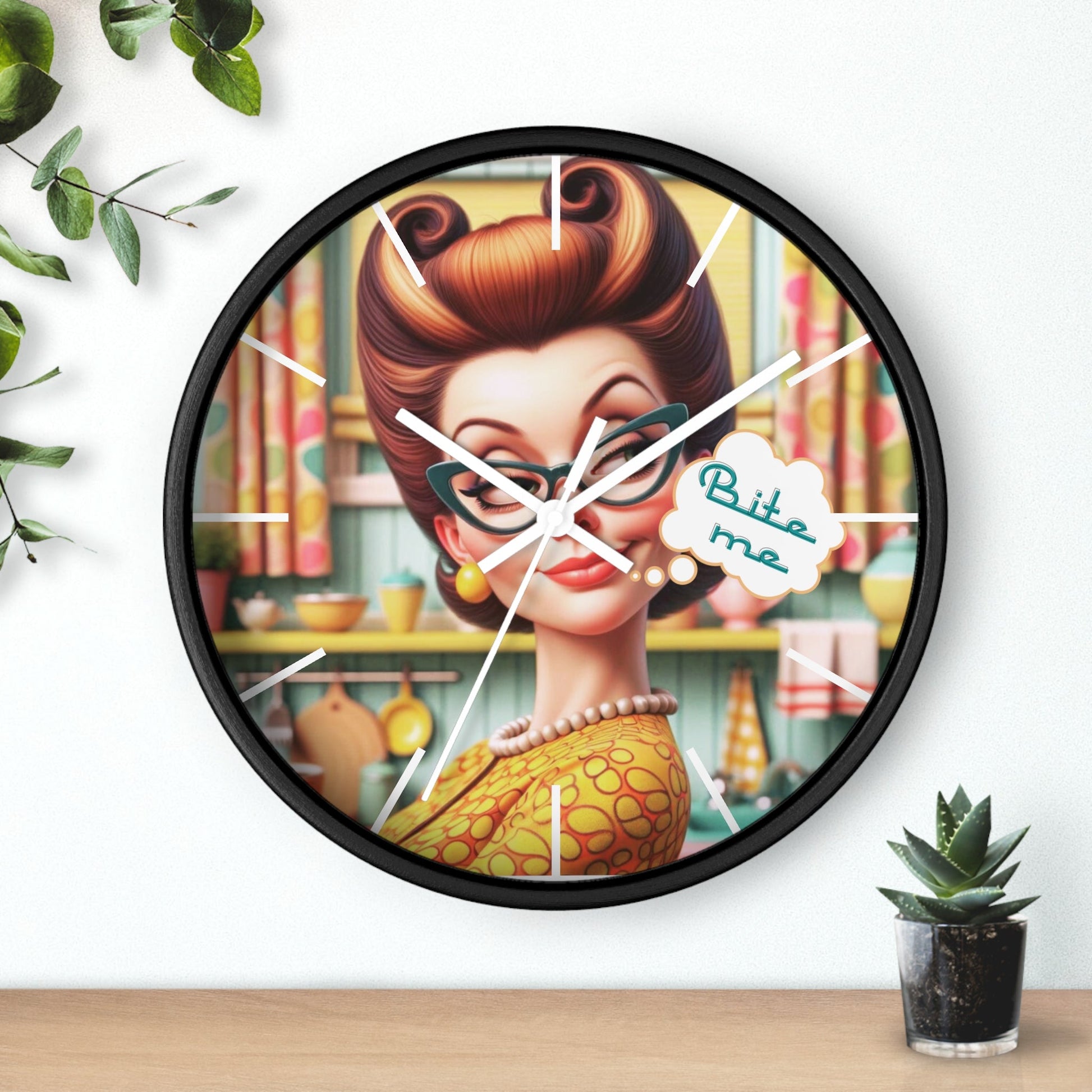 Funny Snarky Housewife 50s Style, Sassy Sarcastic Office, Den, Kitchen Retro Wall Clock - Snarkyhousewife