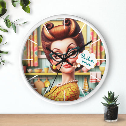 Funny Snarky Housewife 50s Style, Sassy Sarcastic Office, Den, Kitchen Retro Wall Clock - Snarkyhousewife