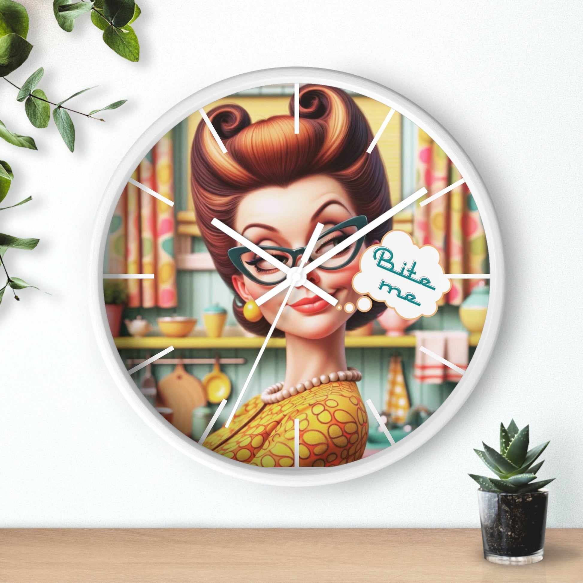 Funny Snarky Housewife 50s Style, Sassy Sarcastic Office, Den, Kitchen Retro Wall Clock - Snarkyhousewife