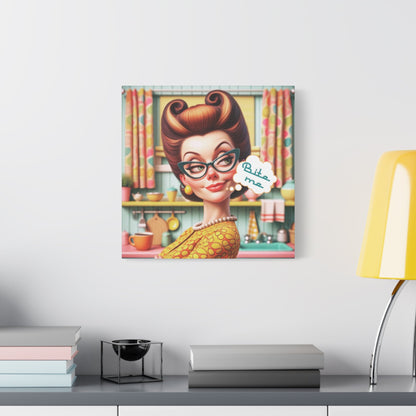 Sarcastic Housewife 50s Funny Pun, Meme Art Bite Me Office Art Matte Canvas Art - Snarkyhousewife