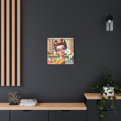 Sarcastic Housewife 50s Funny Pun, Meme Art Bite Me Office Art Matte Canvas Art - Snarkyhousewife