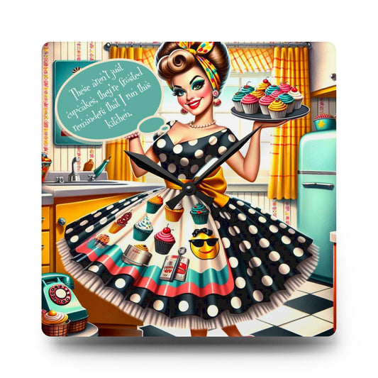 Snarky Housewife 50s Kitchen Clock, My Kitchen, Cute Retro Style Acrylic Wall Clock - Snarkyhousewife