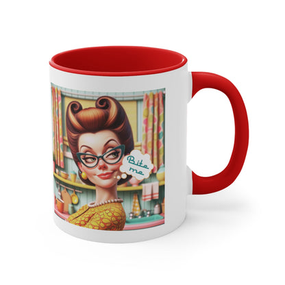 Snarky Housewife, Bite Me, Sarcastic Humor Pun, Funny Coffee Accent Coffee Mug, 11oz - Snarkyhousewife