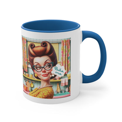 Snarky Housewife, Bite Me, Sarcastic Humor Pun, Funny Coffee Accent Coffee Mug, 11oz - Snarkyhousewife