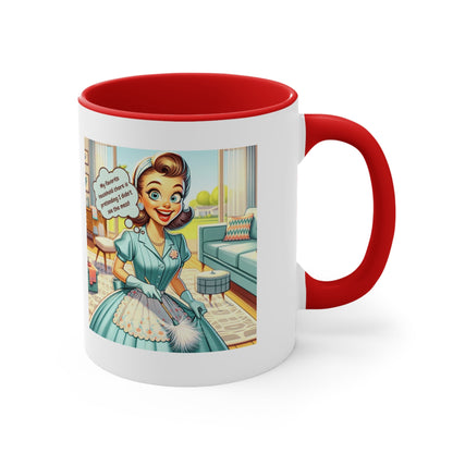 Snarky Housewife, I Hate Cleaning, Pun, Sarcastic Kitschy Retro Accent Coffee Mug, 11oz - Snarkyhousewife