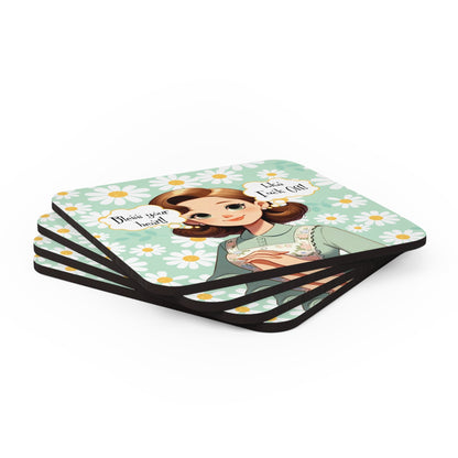 Southern Sass Snarky 50s Housewife, Kitschy Funny Bless Your Heart Corkwood Coaster Set - Snarkyhousewife